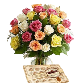 25 colorful roses with chokolates | Flower Delivery Nizhnevartovsk