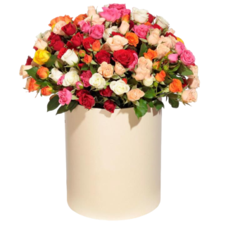 Mixed roses in a hatbox | Flower Delivery Nizhnevartovsk