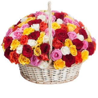 51 colorful roses in the basket | Flower Delivery Nizhnevartovsk